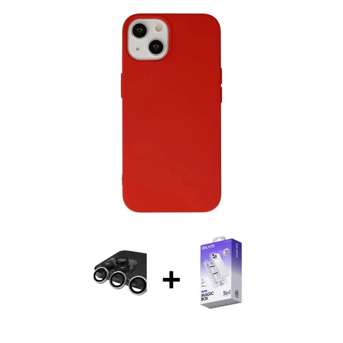 MARSİLYAN™- iPhone 15 Pro Kılıf Ahenk Serisi - Siyah Bilvis 5in1 3D Magic Cam Ekran Koruyucu + Raze Metal Kamera Lens - GS