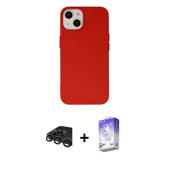MARSİLYAN™- iPhone 15 Pro Kılıf Ahenk Serisi - Siyah Bilvis 5in1 3D Magic Cam Ekran Koruyucu + Raze Metal Kamera Lens - TMGI