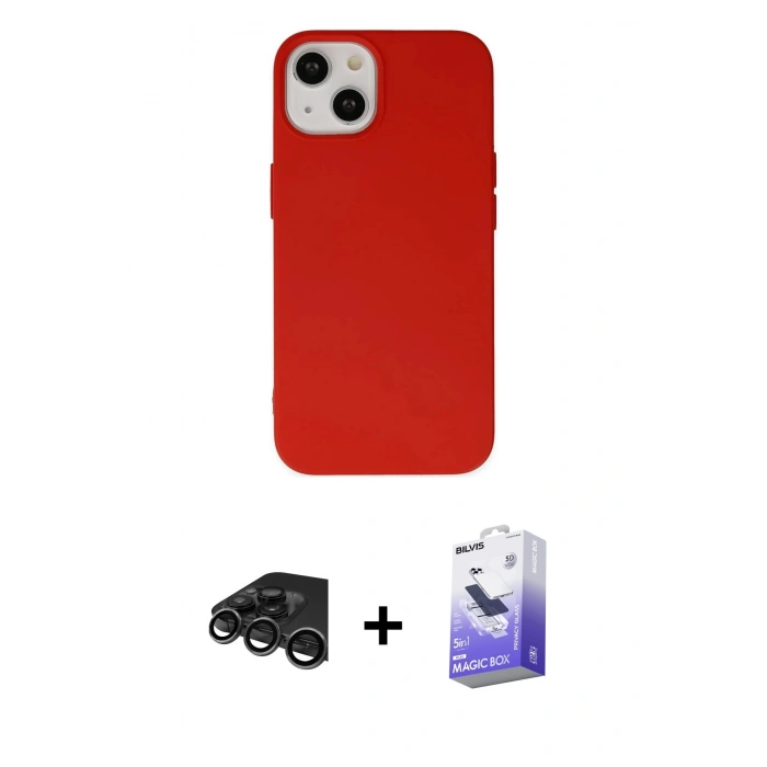 MARSİLYAN™- iPhone 15 Pro Kılıf Ahenk Serisi - Siyah Bilvis 5in1 5D Magic Hayalet Cam Ekran Koruyucu + Titanyum Gri Raze Metal Kamera Lens