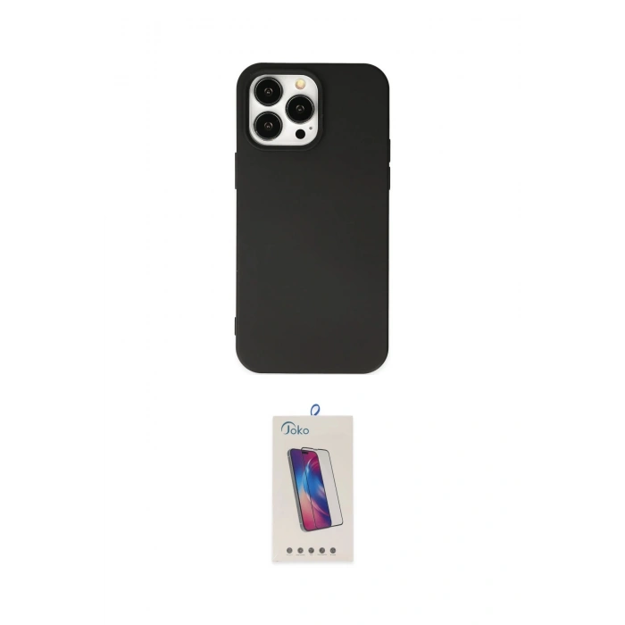 MARSİLYAN™- iPhone 15 Pro Kılıf Ahenk Serisi - Siyah Joko 5D Cam