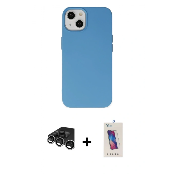 MARSİLYAN™- iPhone 15 Pro Kılıf Ahenk Serisi - Siyah Joko 5D Cam + Raze Metal Kamera Lens - GS