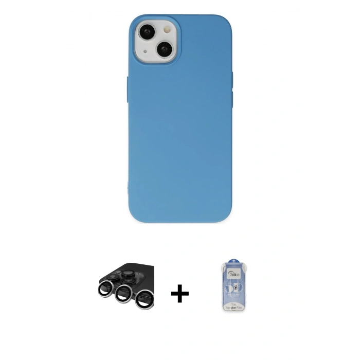 MARSİLYAN™- iPhone 15 Pro Kılıf Ahenk Serisi - Siyah Joko Magic 5D Cam + Gümüş Raze Metal Kamera Lens
