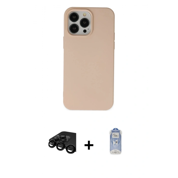 MARSİLYAN™- iPhone 15 Pro Kılıf Ahenk Serisi - Siyah Joko Magic 5D Cam + Raze Metal Kamera Lens - SH