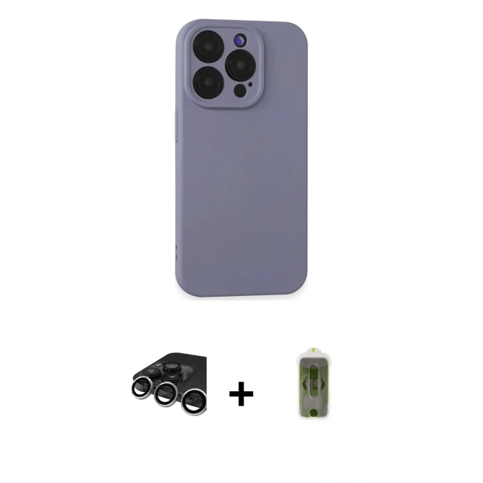 MARSİLYAN™- iPhone 15 Pro Kılıf Ahenk Serisi - Siyah Joko Magic 5D Hayalet Cam + Raze Metal Kamera Lens - GS