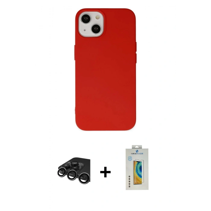 MARSİLYAN™- iPhone 15 Pro Kılıf Ahenk Serisi - Siyah Polymer Nano Ekran Koruyucu + Raze Metal Kamera Lens - TMGI