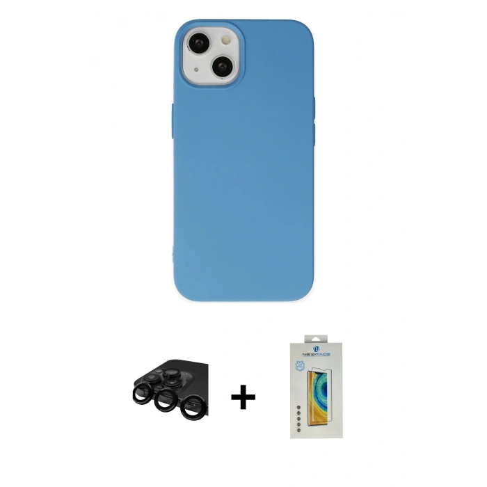 MARSİLYAN™- iPhone 15 Pro Kılıf Ahenk Serisi - Siyah Polymer Nano Ekran Koruyucu + Raze Metal Kamera Lens - SH