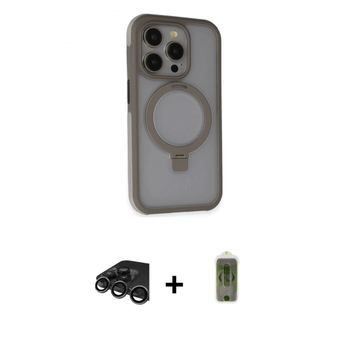 MARSİLYAN™- iPhone 15 Pro Kılıf Ahenk Yansıma Özel Seri - Siyah Joko Magic 5D Hayalet Cam + Raze Metal Kamera Lens - TMGI