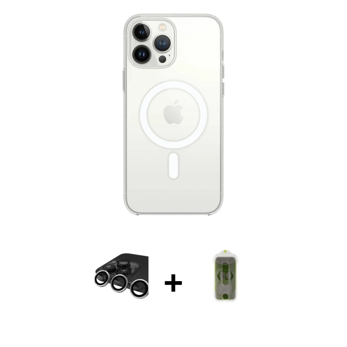 MARSİLYAN™- iPhone 15 Pro Kılıf Ahenk Yansıma Prime - Siyah Joko Magic 5D Hayalet Cam + Raze Metal Kamera Lens - GS