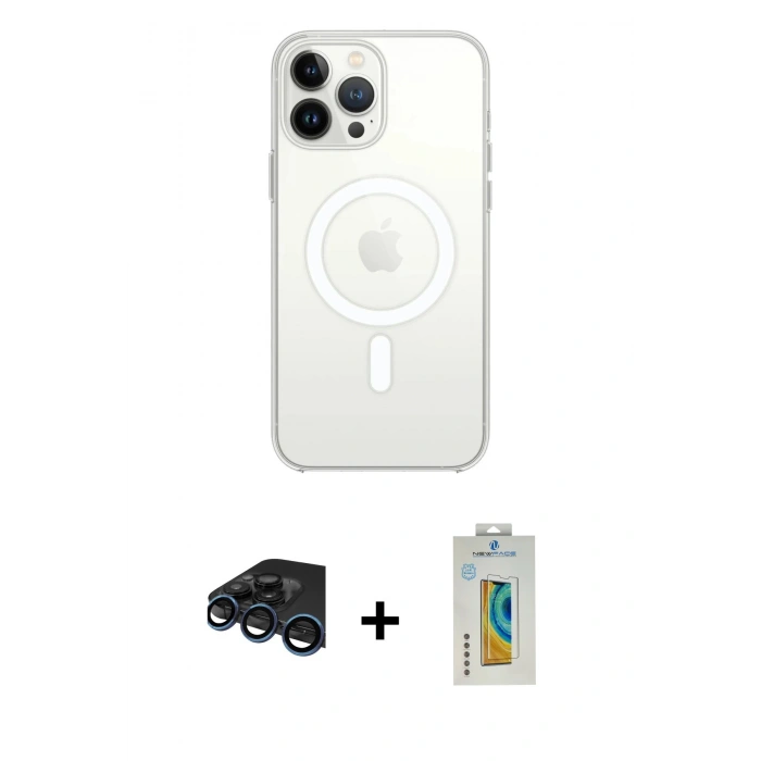 MARSİLYAN™- iPhone 15 Pro Kılıf Ahenk Yansıma Prime - Siyah Polymer Nano Ekran Koruyucu + Raze Metal Kamera Lens - LT
