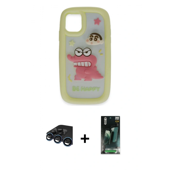 MARSİLYAN™- iPhone 15 Pro Kılıf Akış Yansıma - Şeffaf 360 Full Body Arka Koruyucu + Raze Metal Kamera Lens - LT