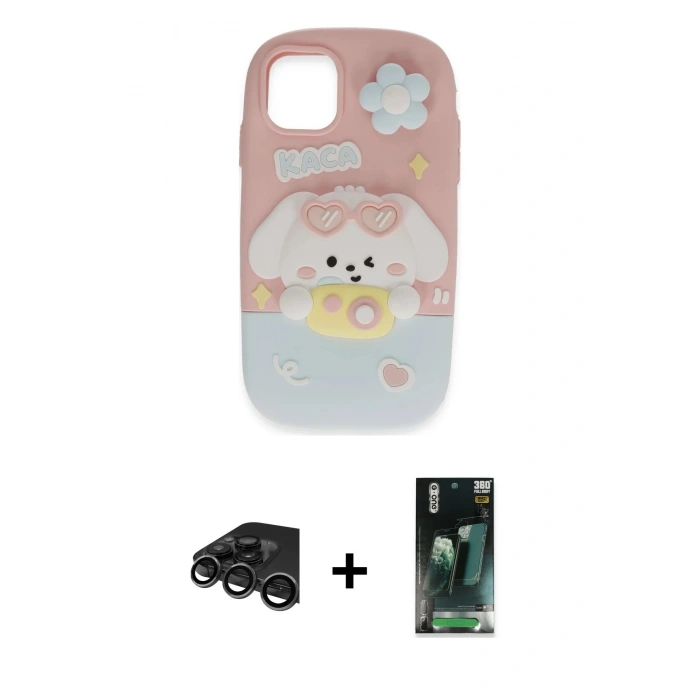 MARSİLYAN™- iPhone 15 Pro Kılıf Akış Yansıma - Şeffaf 360 Full Body Arka Koruyucu + Raze Metal Kamera Lens - TMGI