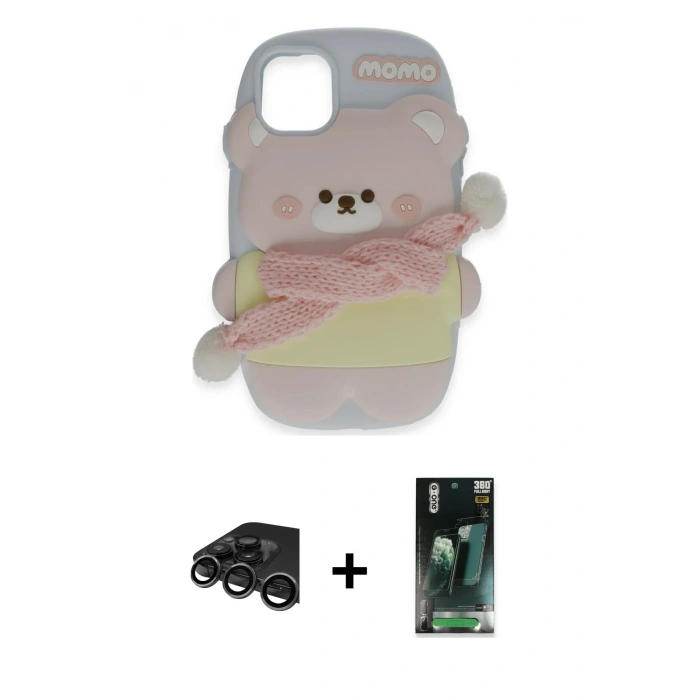 MARSİLYAN™- iPhone 15 Pro Kılıf Akış Yansıma - Şeffaf 360 Full Body Arka Koruyucu + Raze Metal Kamera Lens - TMGI