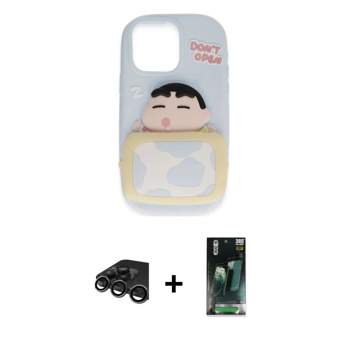 MARSİLYAN™- iPhone 15 Pro Kılıf Akış Yansıma - Şeffaf 360 Full Body Arka Koruyucu + Raze Metal Kamera Lens - TMGI