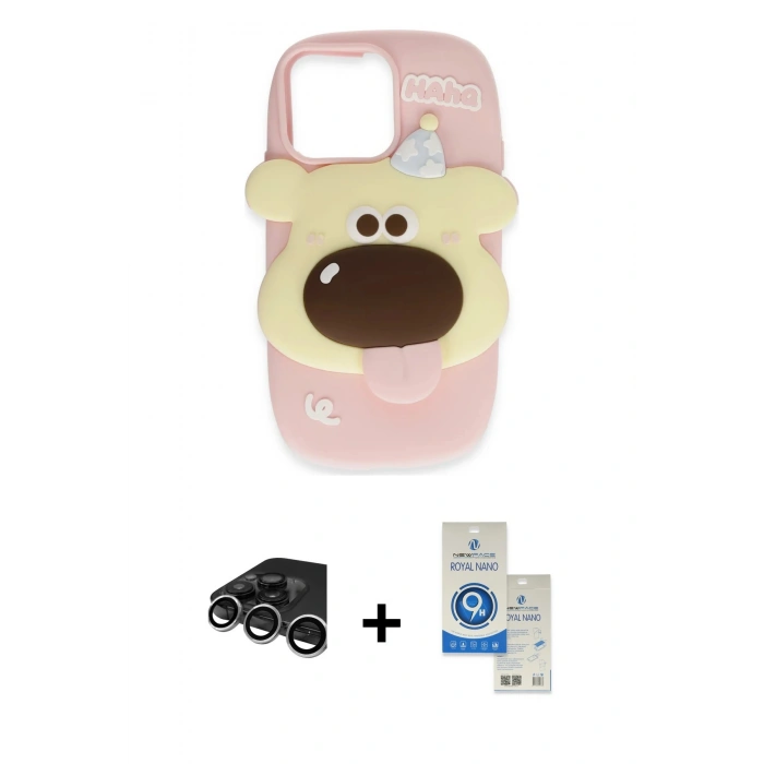 MARSİLYAN™- iPhone 15 Pro Kılıf Akış Yansıma - Şeffaf Royal Nano Ekran Koruyucu + Raze Metal Kamera Lens - GS