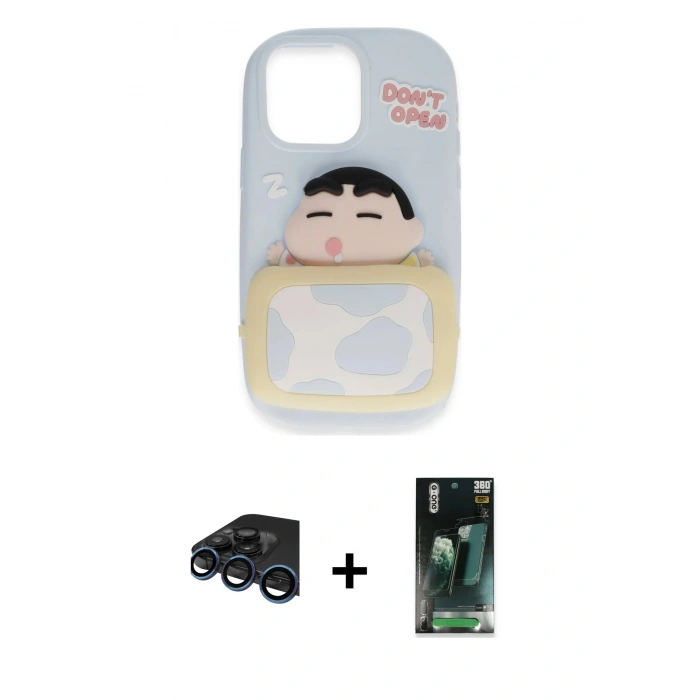 MARSİLYAN™- iPhone 15 Pro Kılıf Akış Yansıma - Siyah 360 Mat Full Body Arka Koruyucu + Raze Metal Kamera Lens - LT