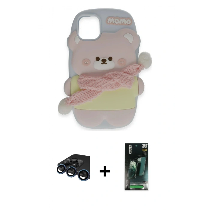 MARSİLYAN™- iPhone 15 Pro Kılıf Akış Yansıma - Siyah 360 Mat Full Body Arka Koruyucu + Raze Metal Kamera Lens - LT