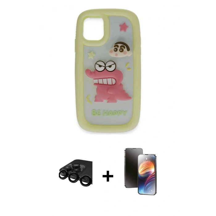 MARSİLYAN™- iPhone 15 Pro Kılıf Akış Yansıma - Siyah 3D Antistatik Mat Seramik Nano Ekran Koruyucu + Raze Metal Kamera Lens - SH