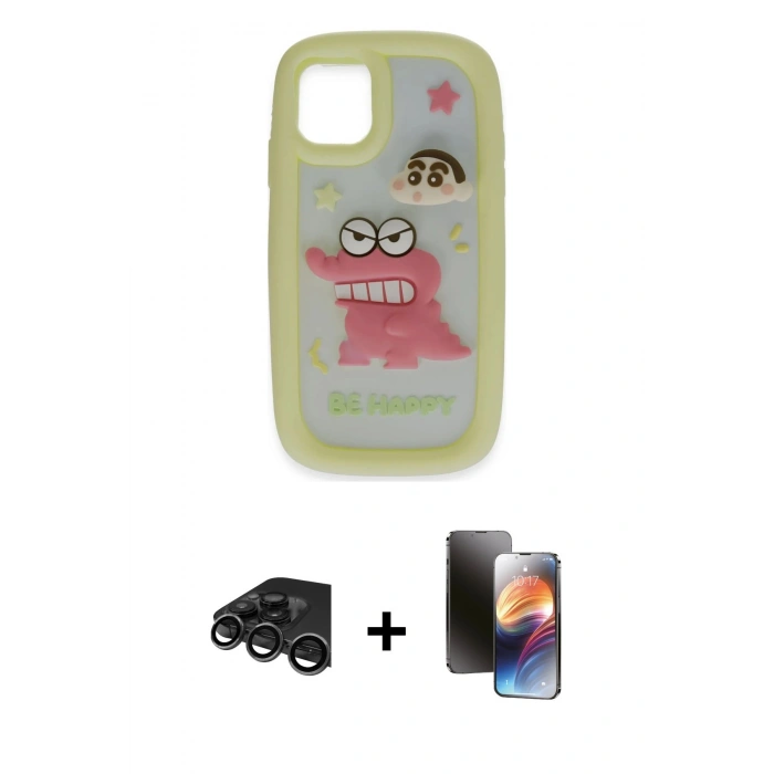 MARSİLYAN™- iPhone 15 Pro Kılıf Akış Yansıma - Siyah 3D Antistatik Mat Seramik Nano Ekran Koruyucu + Raze Metal Kamera Lens - TMGI