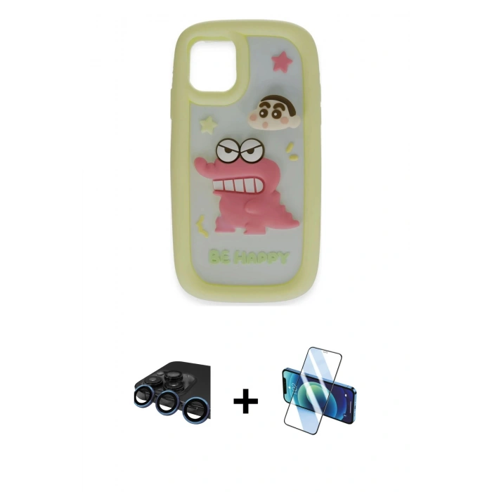 MARSİLYAN™- iPhone 15 Pro Kılıf Akış Yansıma - Siyah 3D Antistatik Seramik Nano Ekran Koruyucu + Raze Metal Kamera Lens - LT