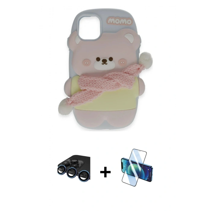 MARSİLYAN™- iPhone 15 Pro Kılıf Akış Yansıma - Siyah 3D Antistatik Seramik Nano Ekran Koruyucu + Raze Metal Kamera Lens - LT