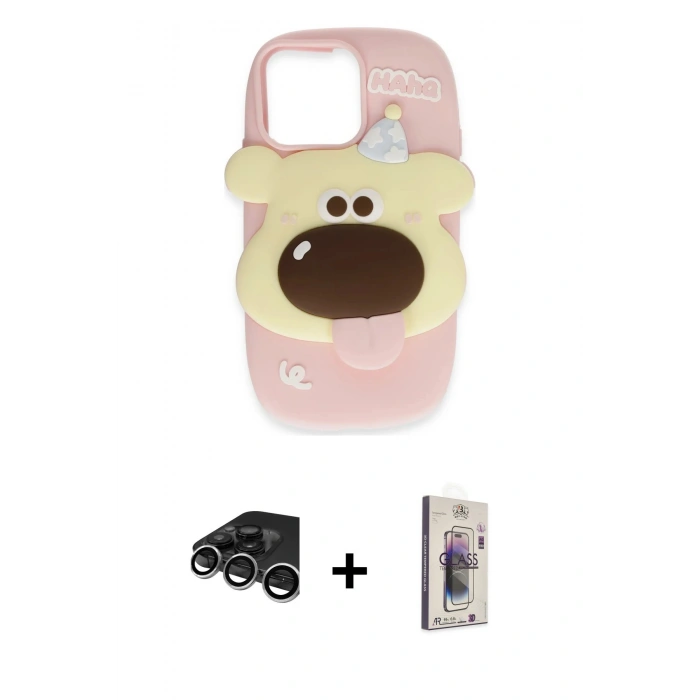 MARSİLYAN™- iPhone 15 Pro Kılıf Akış Yansıma - Siyah Bilvis 3D Cam Ekran Koruyucu + Raze Metal Kamera Lens - GS