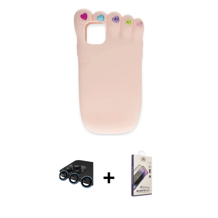 MARSİLYAN™- iPhone 15 Pro Kılıf Akış Yansıma - Siyah Bilvis 3D Mat Cam Ekran Koruyucu + Raze Metal Kamera Lens - LT
