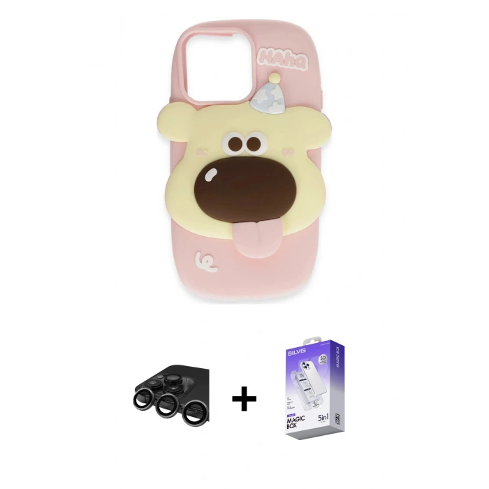 MARSİLYAN™- iPhone 15 Pro Kılıf Akış Yansıma - Siyah Bilvis 5in1 3D Magic Cam Ekran Koruyucu + Raze Metal Kamera Lens - TMGI