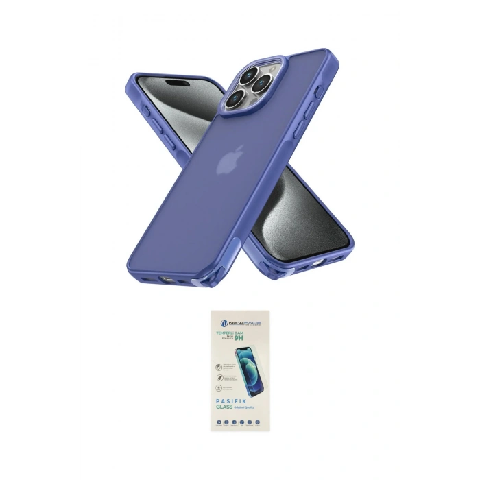 MARSİLYAN™- iPhone 15 Pro Kılıf Atlas Form - Şeffaf Pasifik Cam Ekran Koruyucu