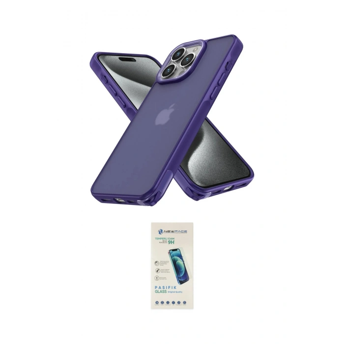 MARSİLYAN™- iPhone 15 Pro Kılıf Atlas Form - Şeffaf Pasifik Cam Ekran Koruyucu