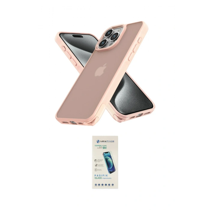 MARSİLYAN™- iPhone 15 Pro Kılıf Atlas Form - Şeffaf Pasifik Cam Ekran Koruyucu