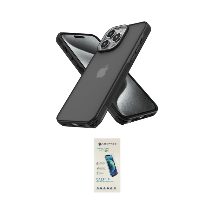 MARSİLYAN™- iPhone 15 Pro Kılıf Atlas Form - Şeffaf Pasifik Cam Ekran Koruyucu