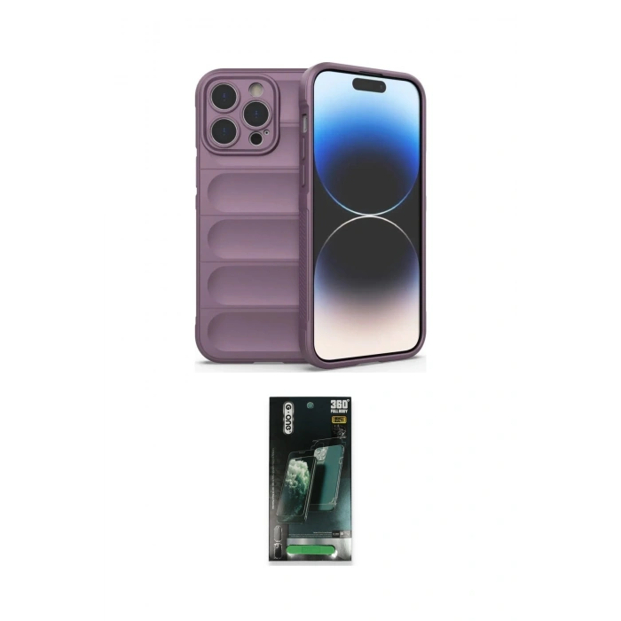 MARSİLYAN™- iPhone 15 Pro Kılıf Atlas Koleksiyonu - Siyah 360 Mat Full Body Arka Koruyucu