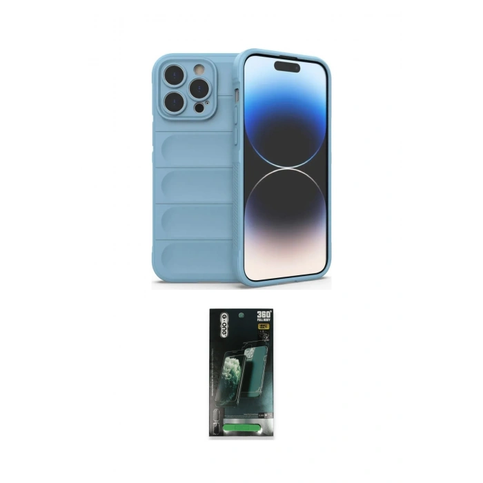 MARSİLYAN™- iPhone 15 Pro Kılıf Atlas Koleksiyonu - Siyah 360 Mat Full Body Arka Koruyucu