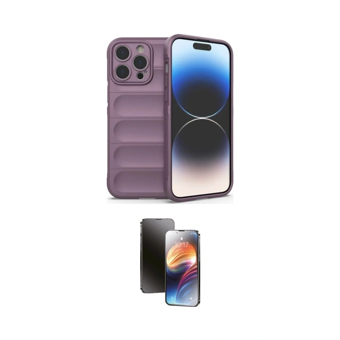 MARSİLYAN™- iPhone 15 Pro Kılıf Atlas Koleksiyonu - Siyah 3D Antistatik Mat Seramik Nano Ekran Koruyucu