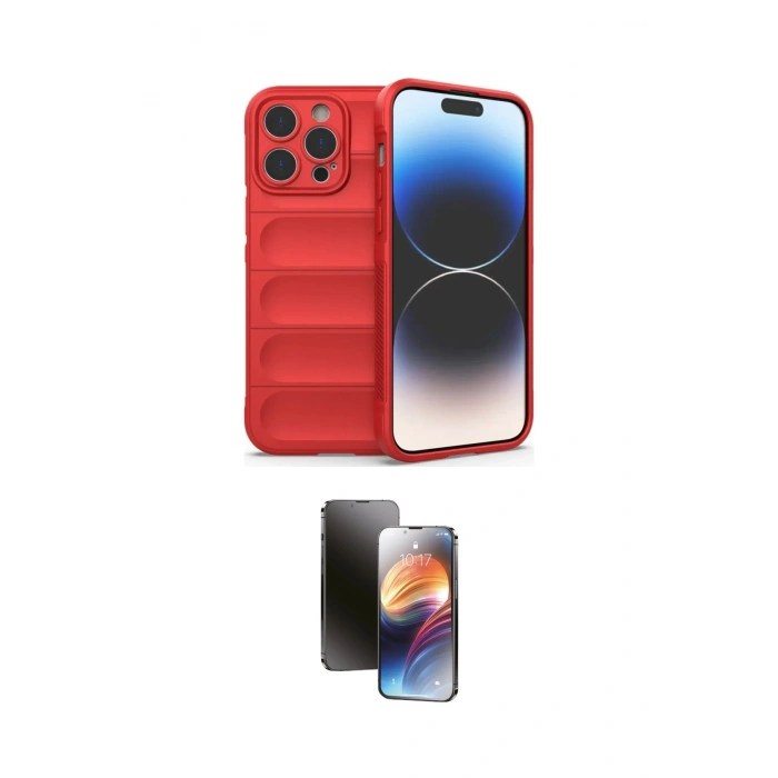 MARSİLYAN™- iPhone 15 Pro Kılıf Atlas Koleksiyonu - Siyah 3D Antistatik Mat Seramik Nano Ekran Koruyucu