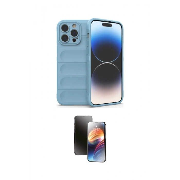 MARSİLYAN™- iPhone 15 Pro Kılıf Atlas Koleksiyonu - Siyah 3D Antistatik Mat Seramik Nano Ekran Koruyucu