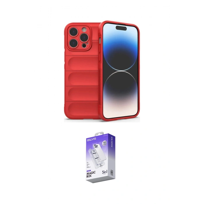 MARSİLYAN™- iPhone 15 Pro Kılıf Atlas Koleksiyonu - Siyah Bilvis 5in1 3D Magic Cam Ekran Koruyucu