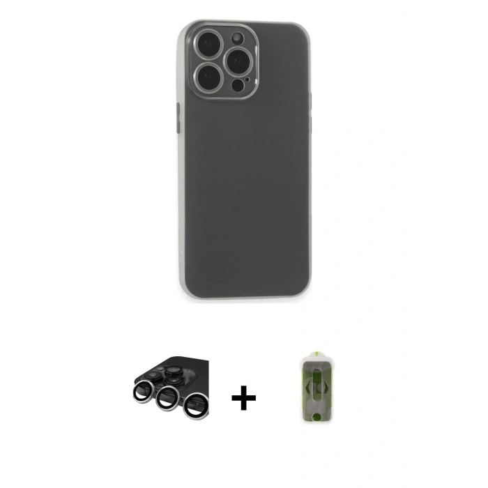 MARSİLYAN™- iPhone 15 Pro Kılıf Atlas Minimal Prime - Siyah Joko Magic 5D Hayalet Cam + Raze Metal Kamera Lens - GS