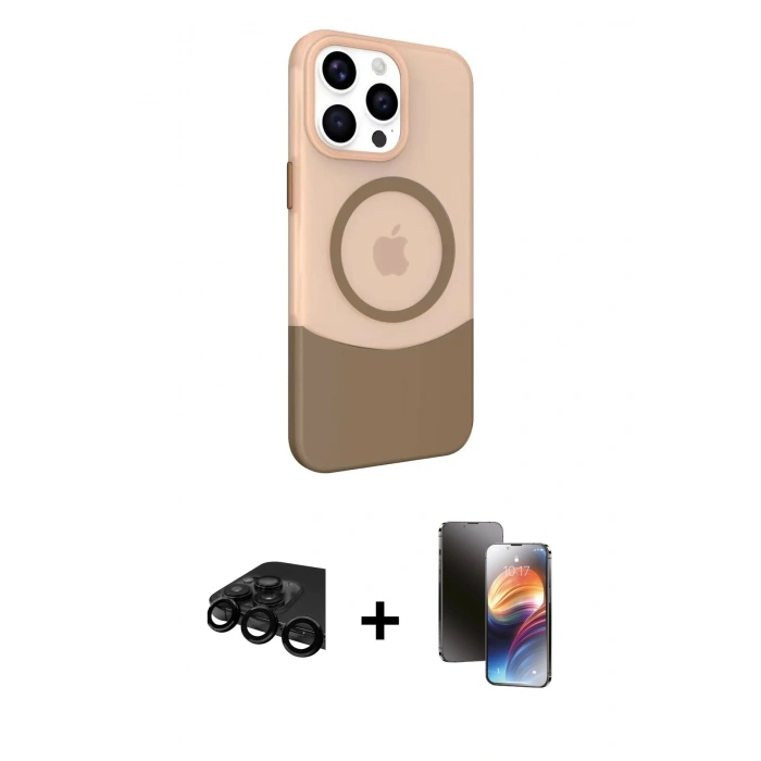 MARSİLYAN™- iPhone 15 Pro Kılıf Çekirdek Asil Özel Seri - Siyah 3D Antistatik Mat Seramik Nano Ekran Koruyucu + Raze Metal Kamera Lens - SH