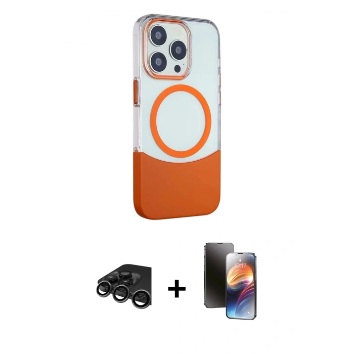 MARSİLYAN™- iPhone 15 Pro Kılıf Çekirdek Asil Özel Seri - Siyah 3D Antistatik Mat Seramik Nano Ekran Koruyucu + Raze Metal Kamera Lens - TMGI