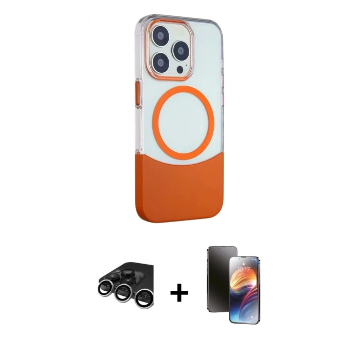 MARSİLYAN™- iPhone 15 Pro Kılıf Çekirdek Asil Özel Seri - Siyah 3D Antistatik Mat Seramik Nano Ekran Koruyucu + Raze Metal Kamera Lens - GS