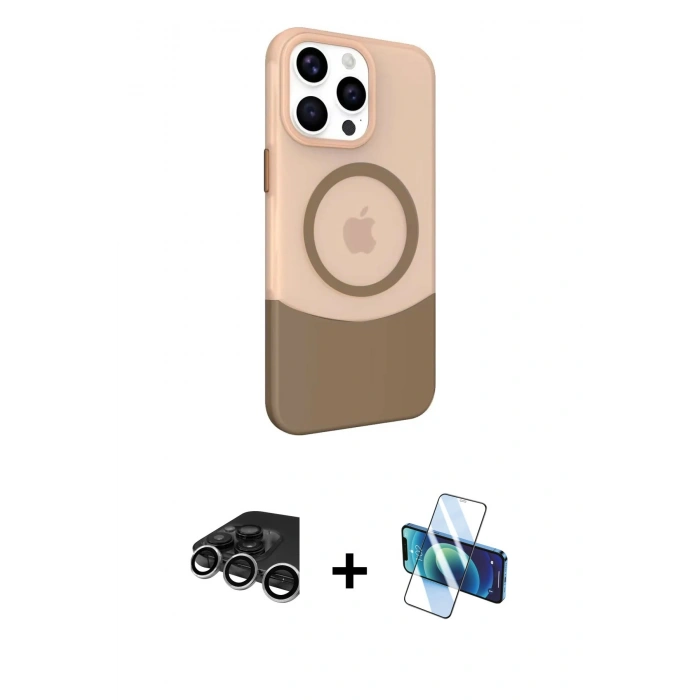MARSİLYAN™- iPhone 15 Pro Kılıf Çekirdek Asil Özel Seri - Siyah 3D Antistatik Seramik Nano Ekran Koruyucu + Raze Metal Kamera Lens - GS