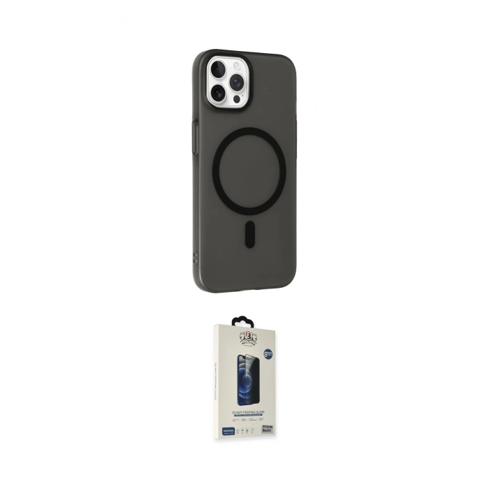 MARSİLYAN™- iPhone 15 Pro Kılıf Çekirdek Modern Prime - Siyah Bilvis Hayalet Cam Ekran Koruyucu