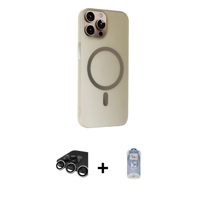 MARSİLYAN™- iPhone 15 Pro Kılıf Çekirdek Modern Prime - Siyah Joko Magic 5D Cam + Raze Metal Kamera Lens - GS