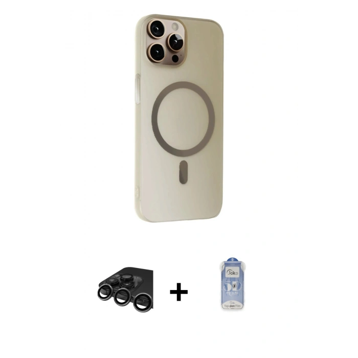 MARSİLYAN™- iPhone 15 Pro Kılıf Çekirdek Modern Prime - Siyah Joko Magic 5D Cam + Raze Metal Kamera Lens - TMGI