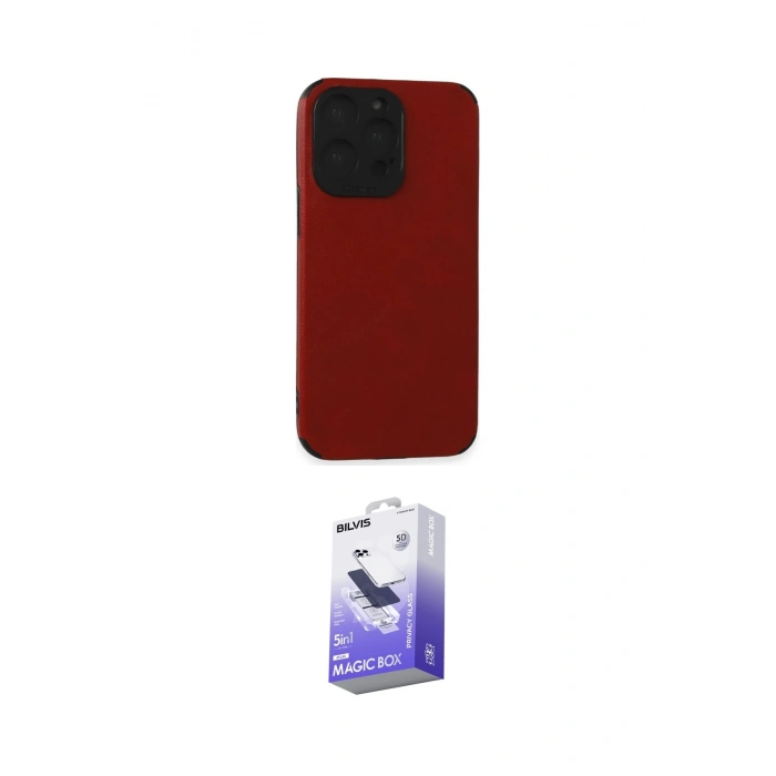 MARSİLYAN™- iPhone 15 Pro Kılıf Doruk Asil Koleksiyonu - Siyah Bilvis 5in1 5D Magic Hayalet Cam Ekran Koruyucu