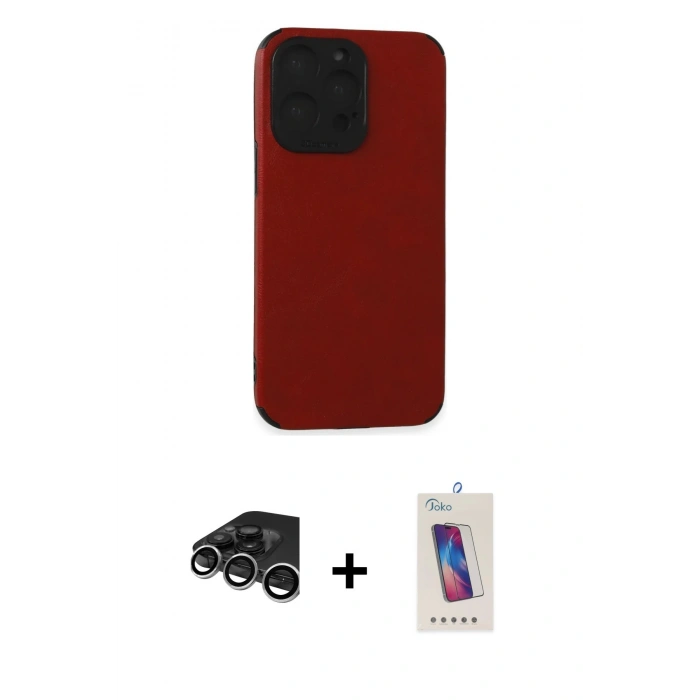 MARSİLYAN™- iPhone 15 Pro Kılıf Doruk Asil Koleksiyonu - Siyah Joko 5D Cam + Raze Metal Kamera Lens - GS