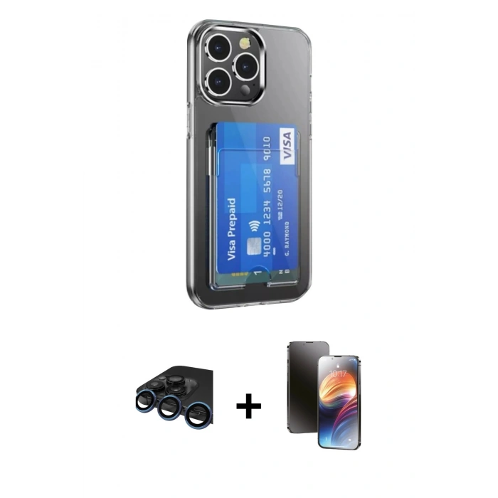 MARSİLYAN™- iPhone 15 Pro Kılıf Doruk Klasik Koleksiyonu - Siyah 3D Antistatik Mat Seramik Nano Ekran Koruyucu + Raze Metal Kamera Lens - LT