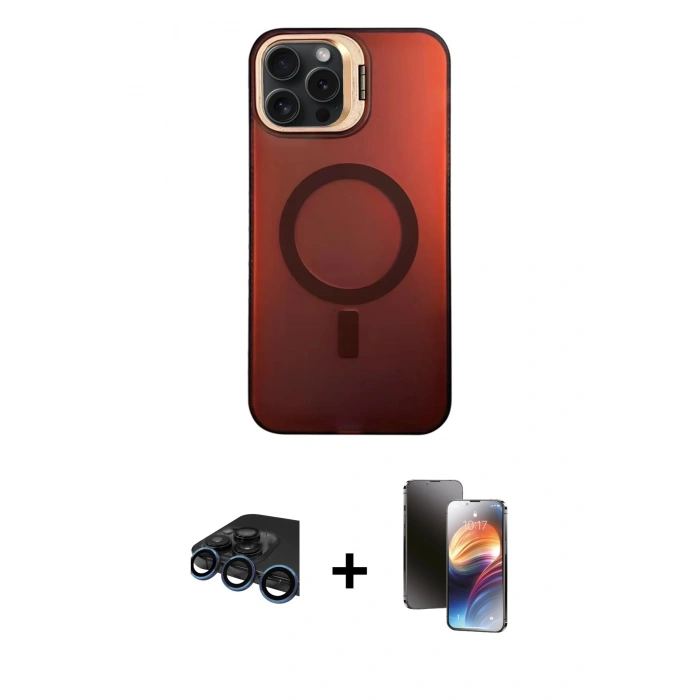 MARSİLYAN™- iPhone 15 Pro Kılıf Doruk Klasik Prime - Siyah 3D Antistatik Mat Seramik Nano Ekran Koruyucu + Raze Metal Kamera Lens - LT