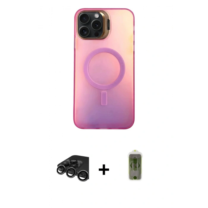 MARSİLYAN™- iPhone 15 Pro Kılıf Doruk Klasik Prime - Siyah Joko Magic 5D Hayalet Cam + Raze Metal Kamera Lens - TMGI